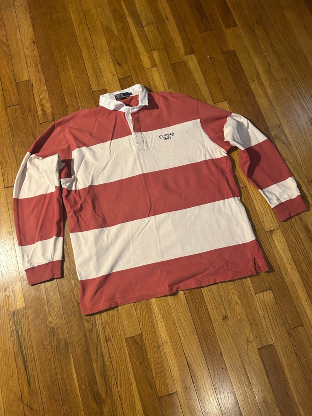 Ralph Lauren red and white striped rugby shirt Size XL #preppy #rugby #vintage